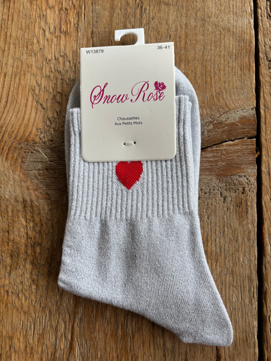 Les chaussettes d’amour blanc argenté