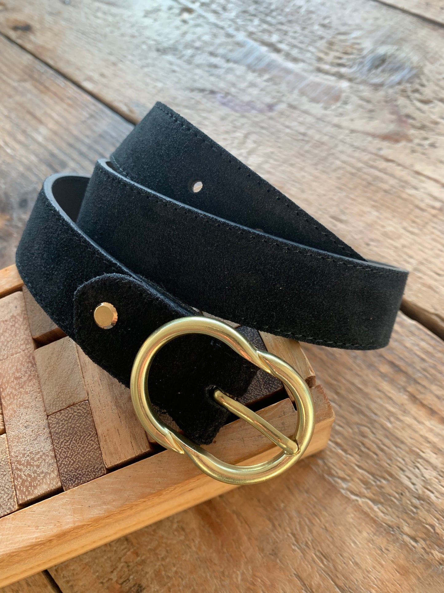 La ceinture cuir  daim noir