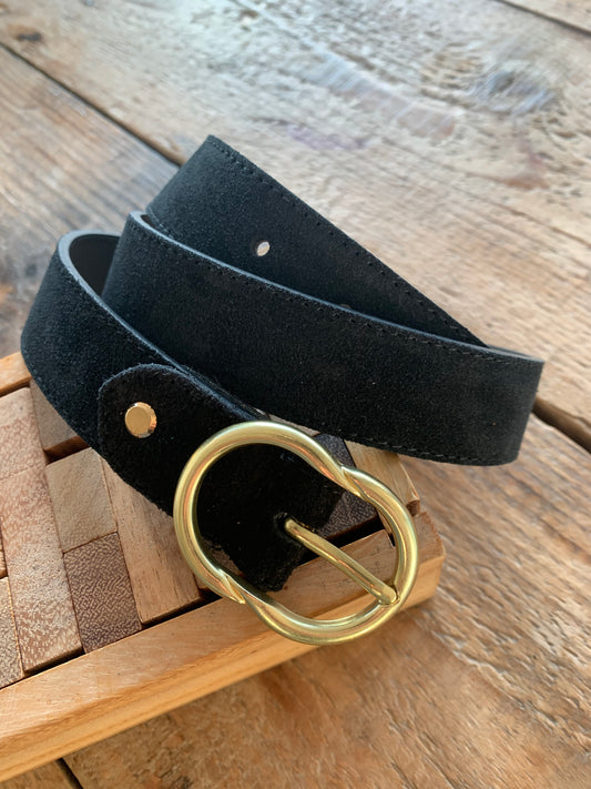 La ceinture cuir  daim noir